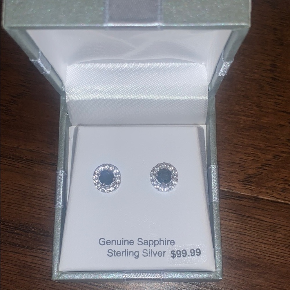 sapphire sterling silver earrings